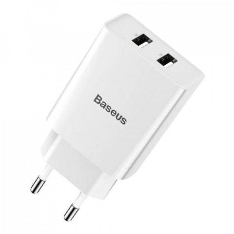 Мережевий зарядний пристрій Baseus Speed 10.5W 2USB mini (white) Мережевий зарядний пристрій Baseus Speed 10.5W 2USB mini (white)